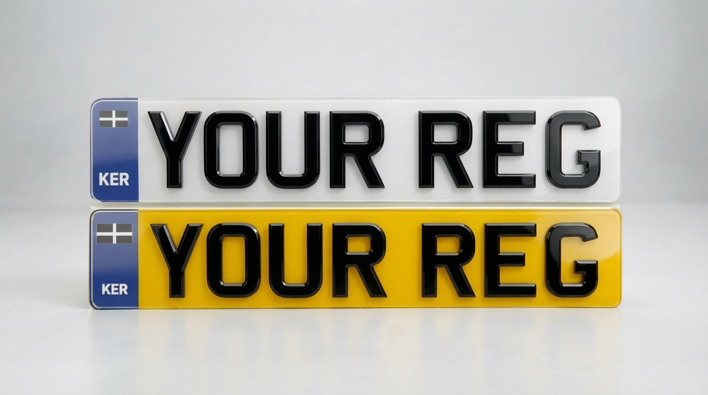4D Premium — Cornish St Piran Flag number plate — product photo