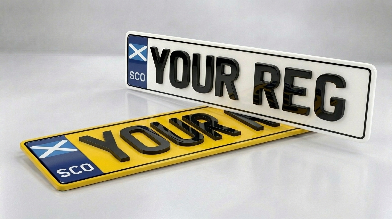 4D Premium — Scotland Saltire (SCO) number plate — product photo