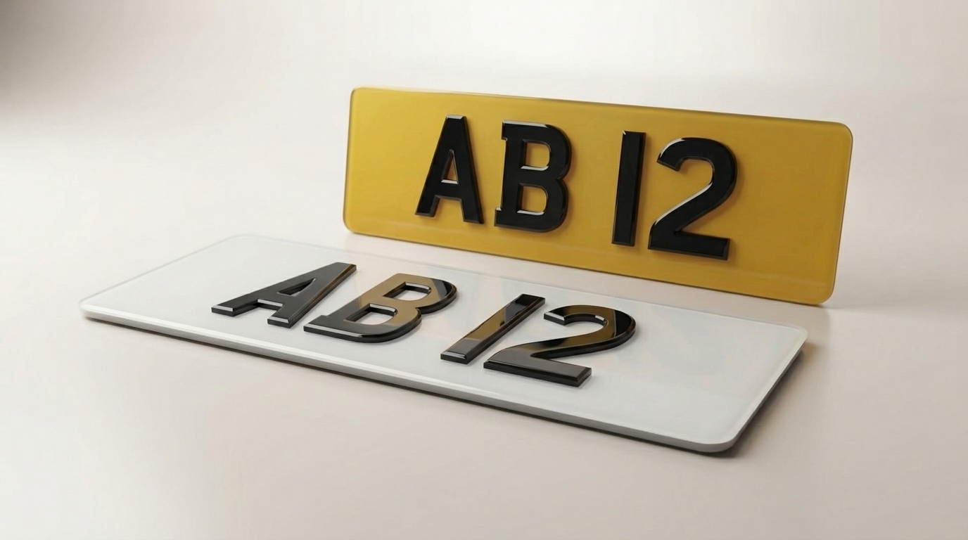 4D Premium — Short 4-Digit Super-Compact (285mm) number plate — product photo