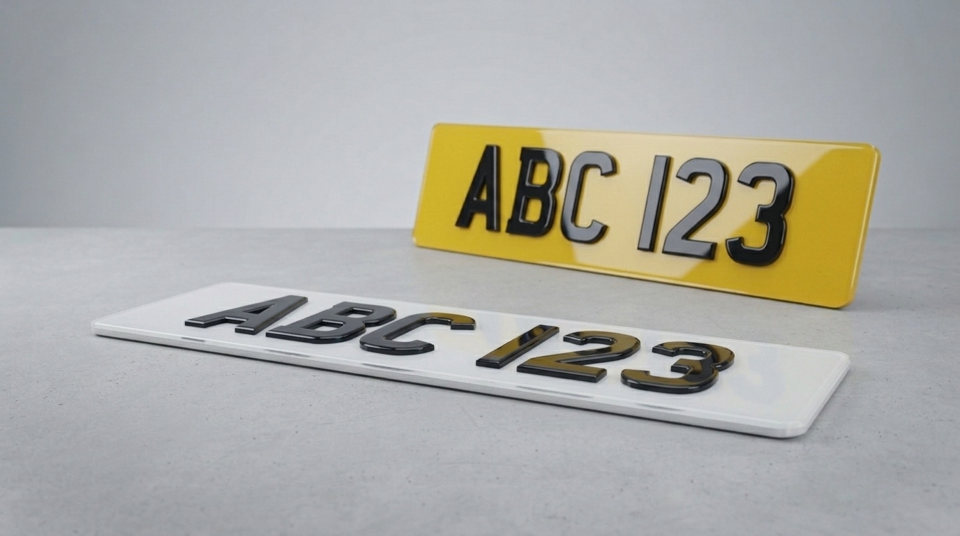 4D Premium — Short 6-Digit Cherished Cut (408mm) number plate — product photo