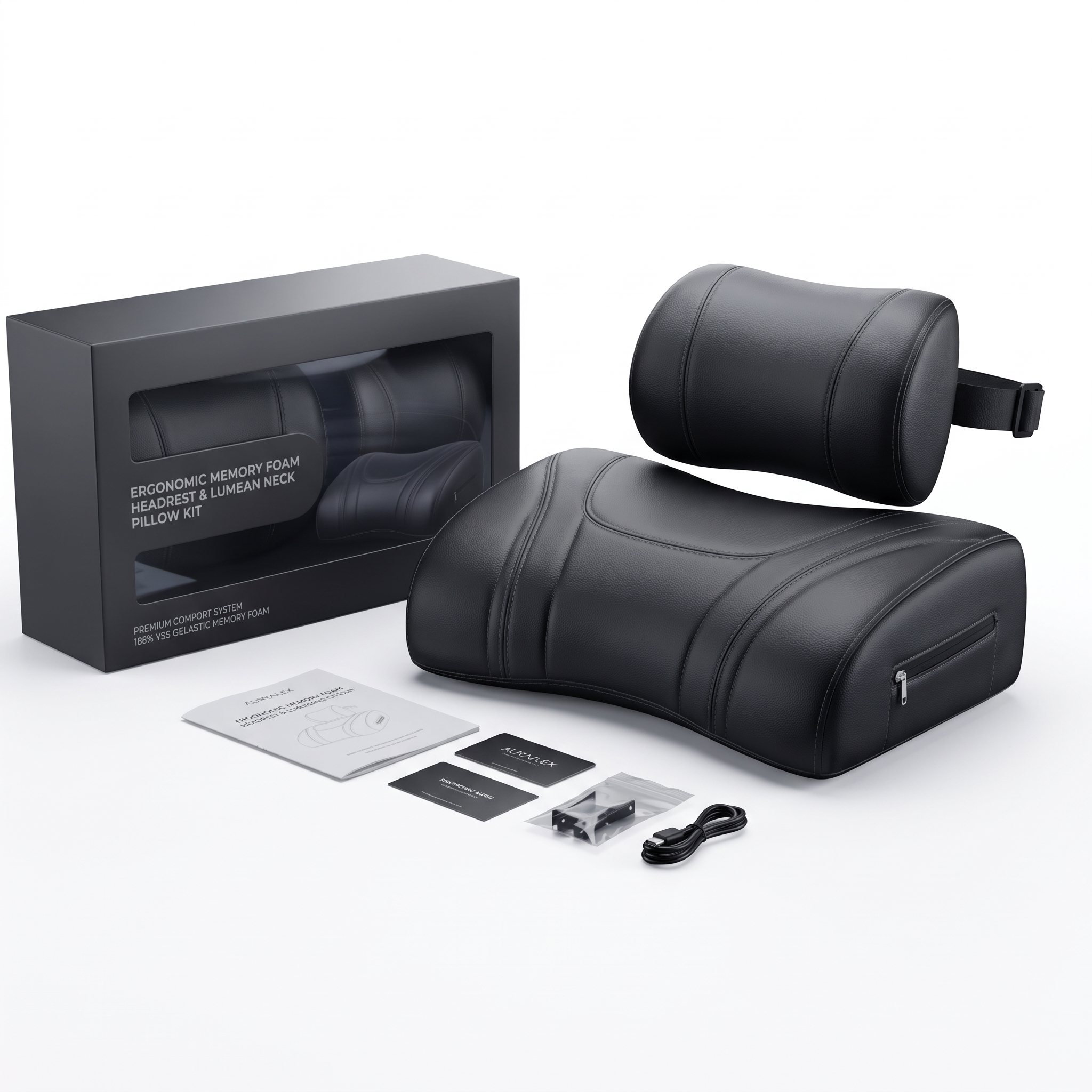 Ergonomic Memory Foam Headrest & Lumbar Neck Pillow — product photo