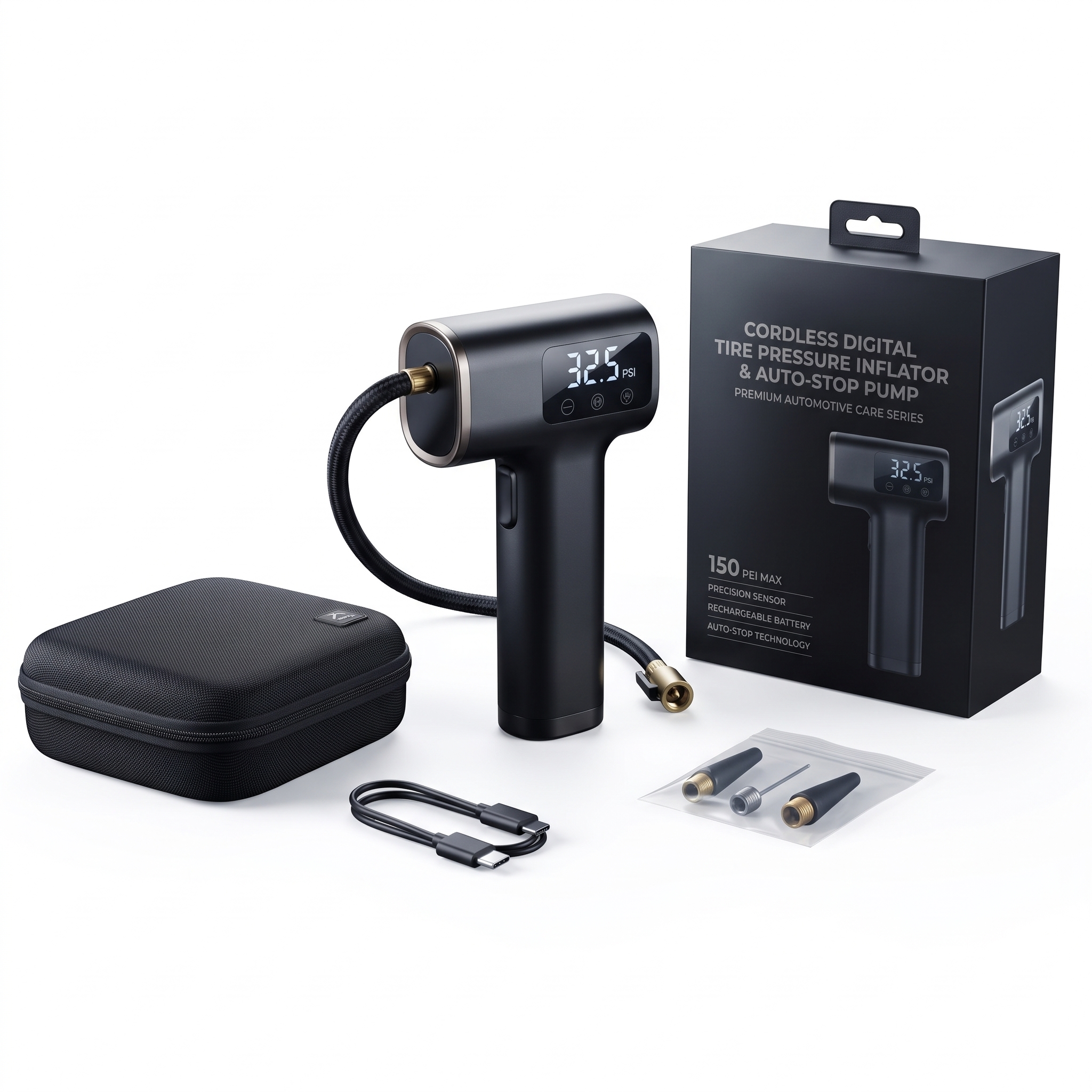 Cordless Digital Tire Pressure Inflator & Auto-Stop Pump — product photo