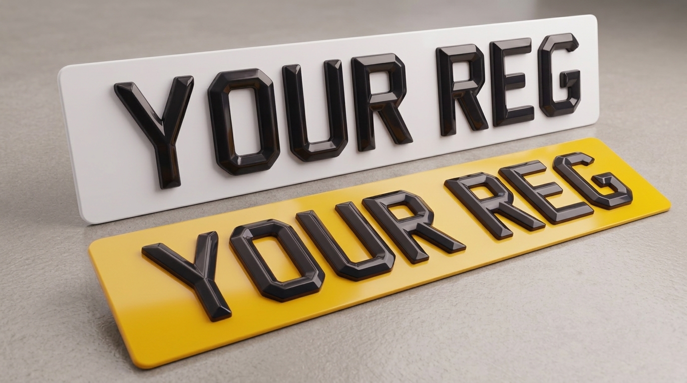 4D Retro — Standard UK Plate number plate — product photo