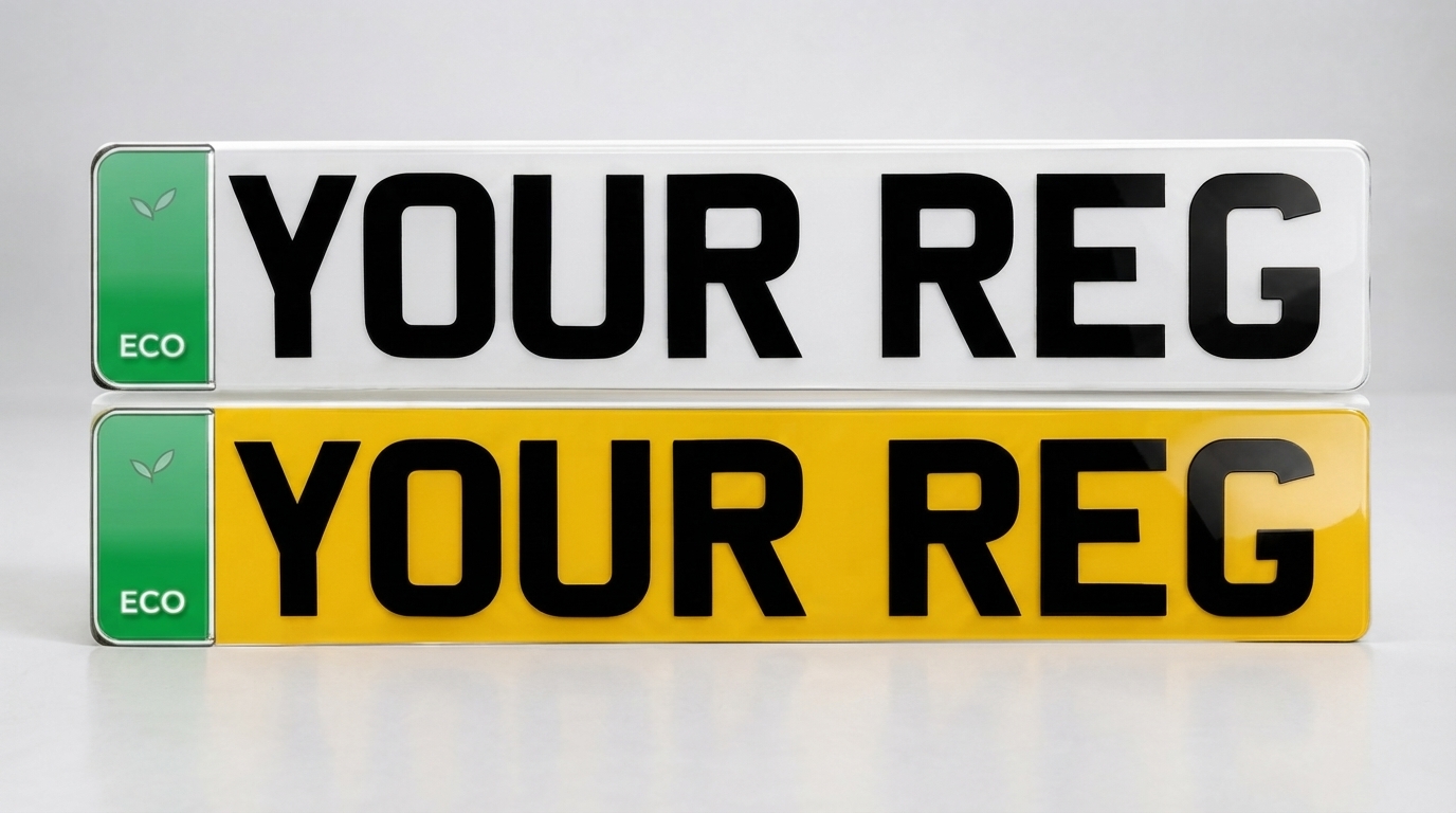 EV Car Plates — Green Flash + ECO Leaf number plate — product photo