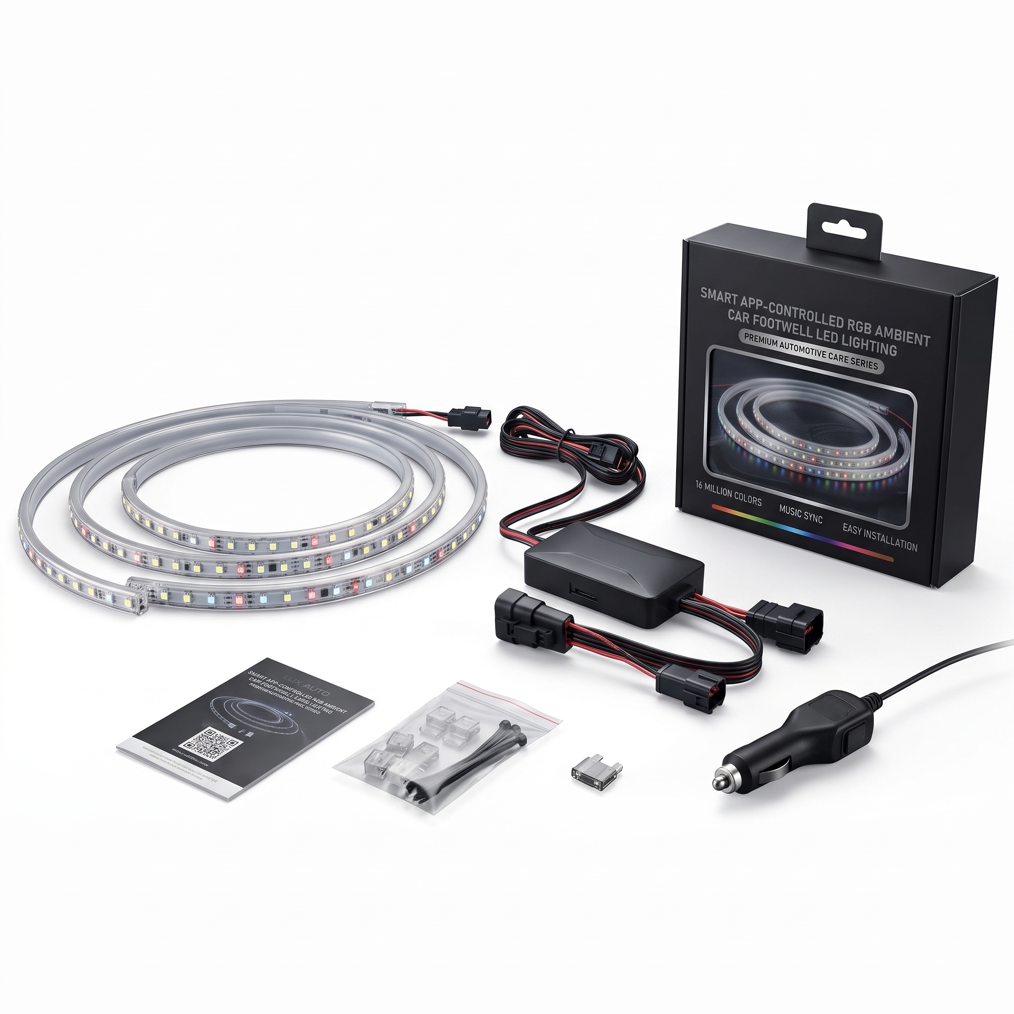 Smart App-Controlled RGB Ambient Car Footwell LED Lighting — product photo