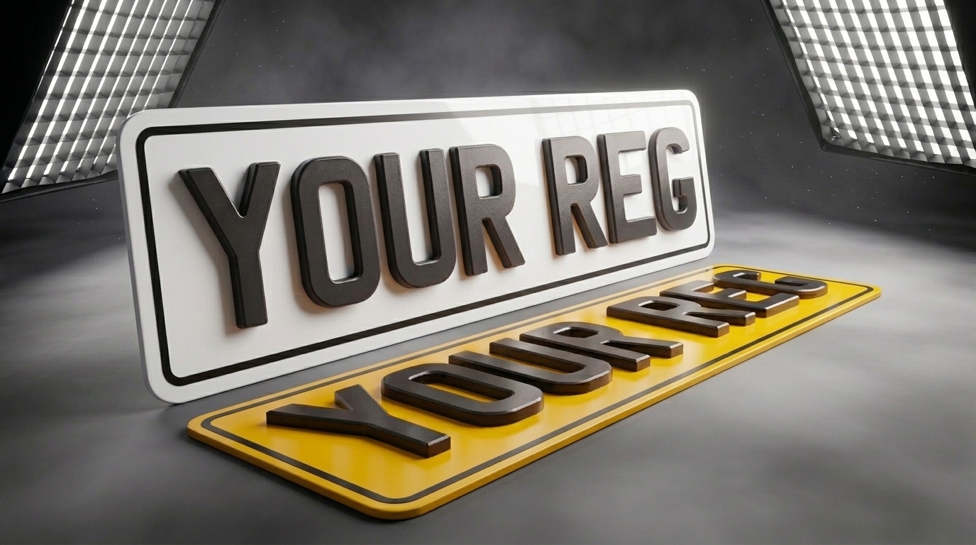 4D Premium — Black Bordered number plate — product photo