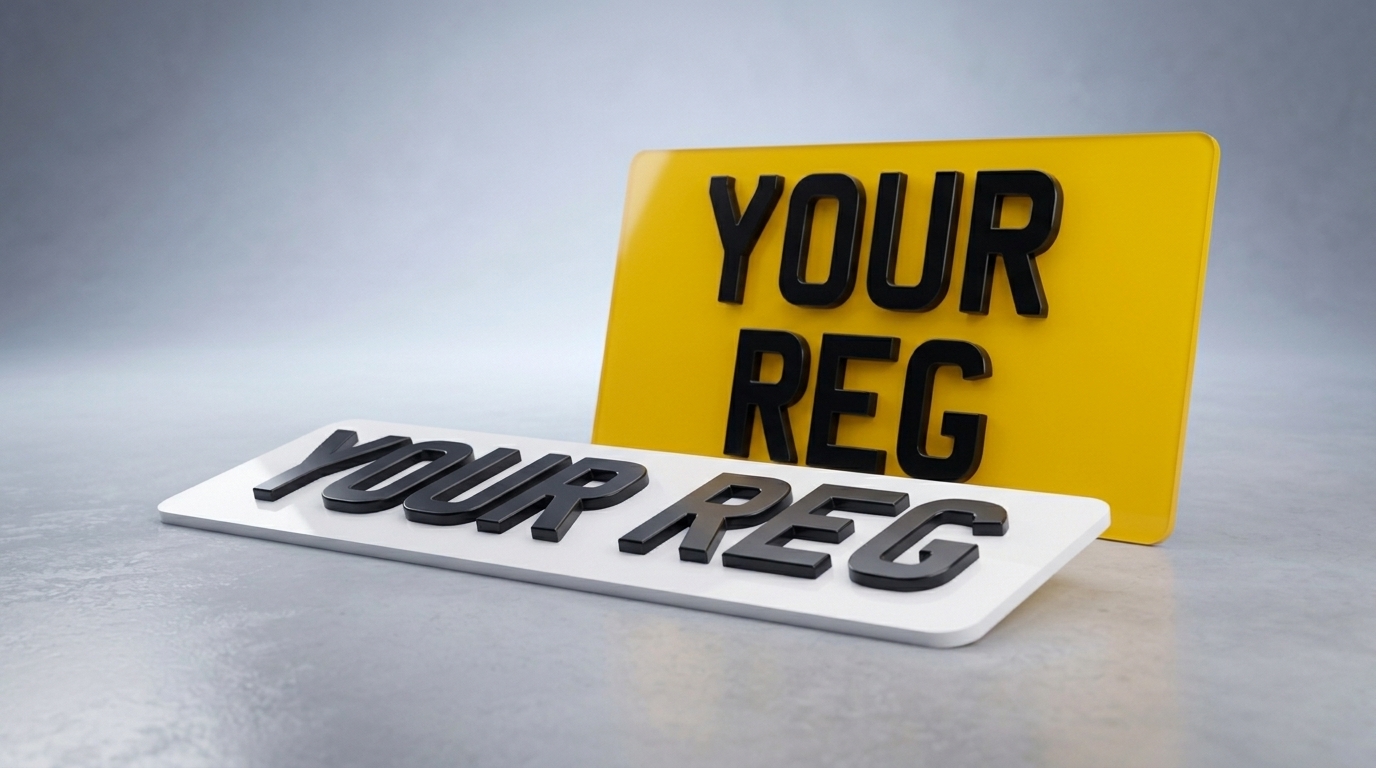 Double 4D — Standard Front + Import Rear (13" x 7") number plate — product photo