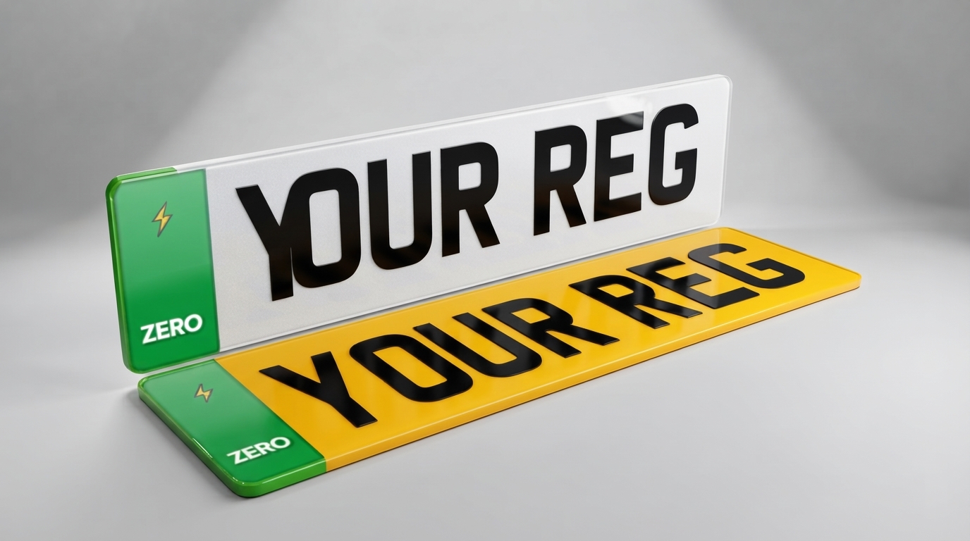 EV Car Plates — Solid Green Flash (EV) number plate — product photo