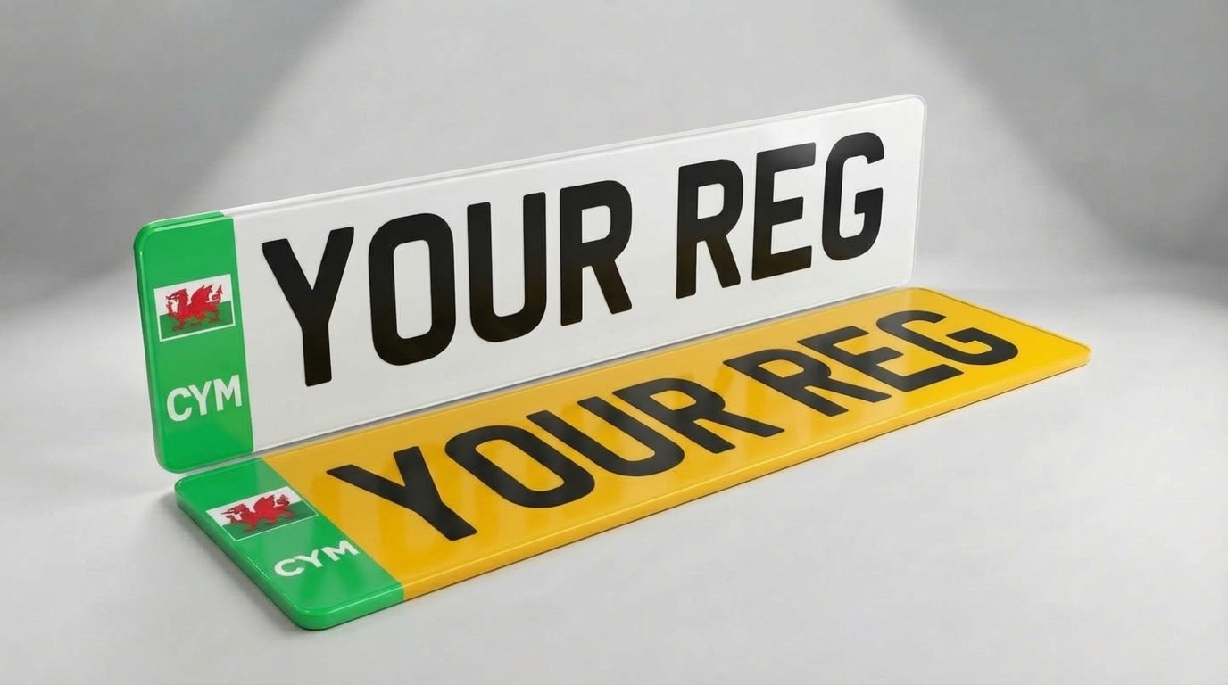 EV Car Plates — Green Flash + Cymru number plate — product photo
