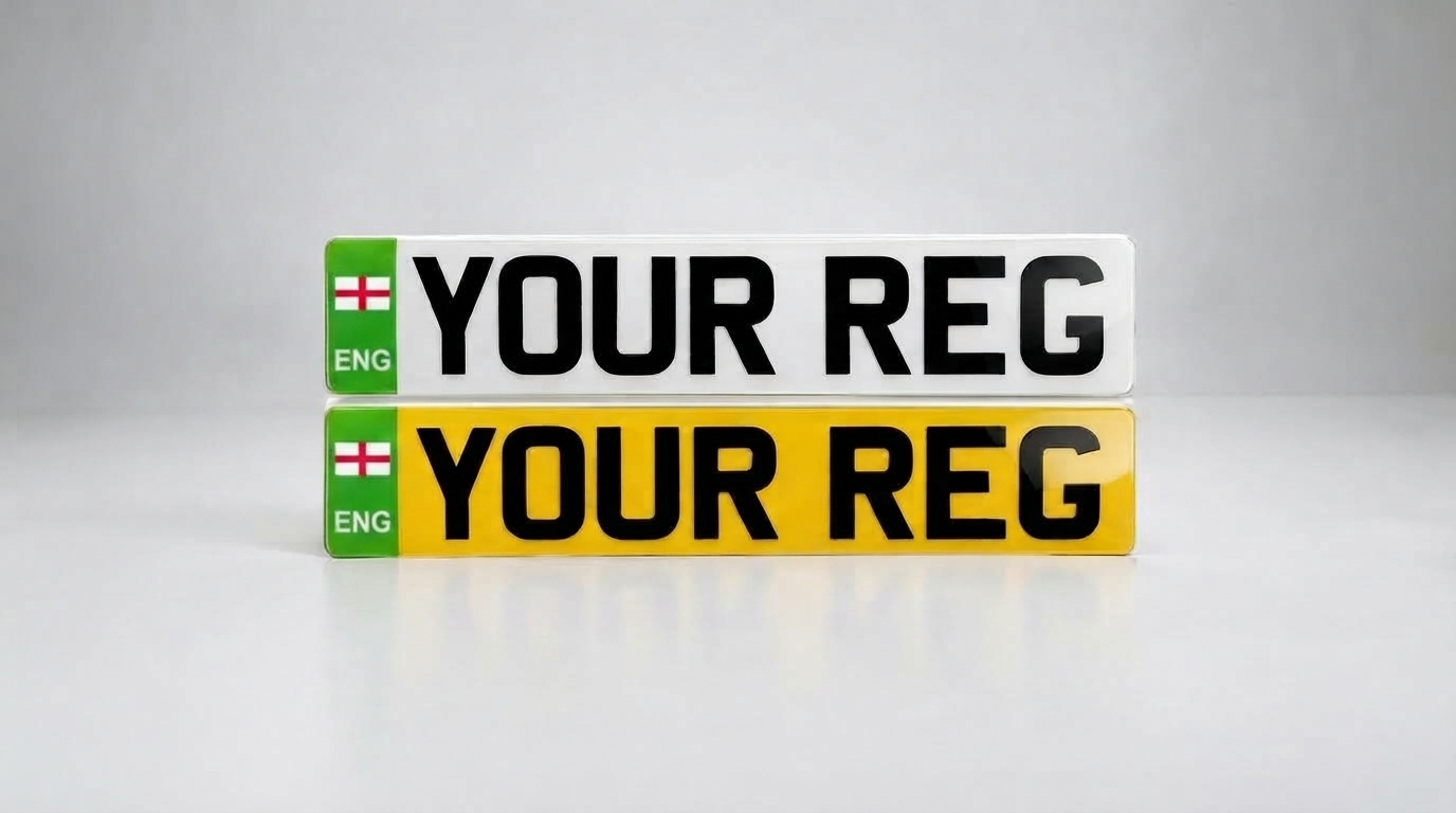 EV Car Plates — Green Flash + England number plate — product photo