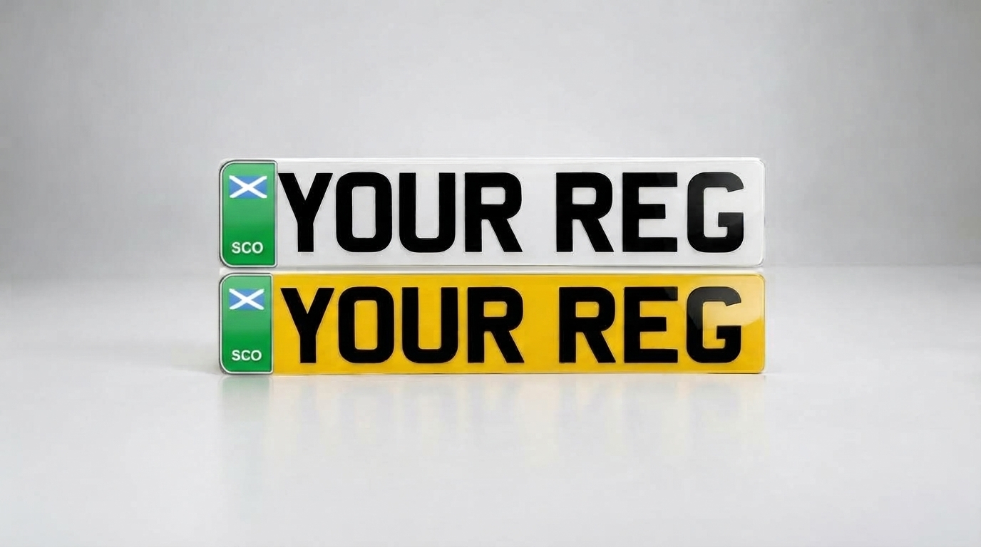 EV Car Plates — Green Flash + Scotland number plate — product photo