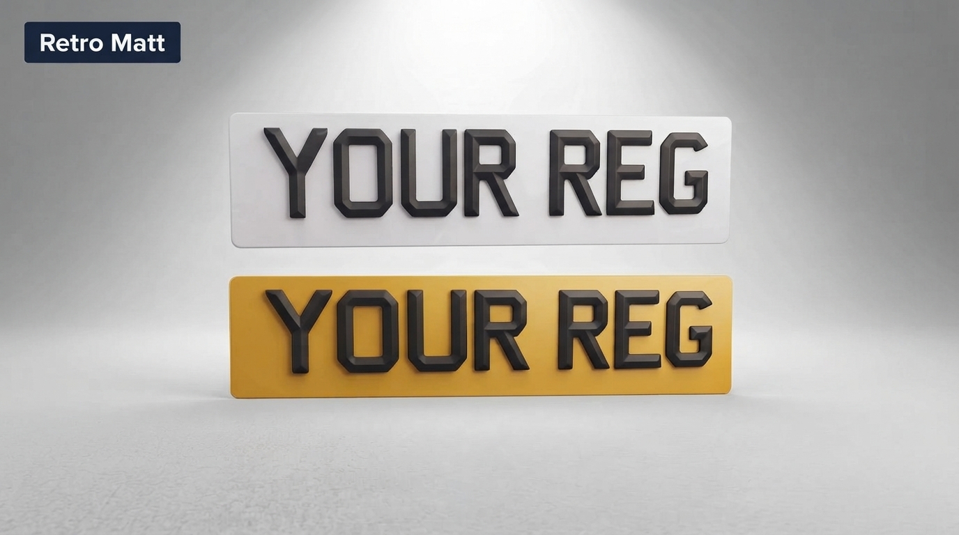 Number Plates Pair - Retro Matt | 4D Retro | UK Standard 100% Road / MOT Legal — product photo